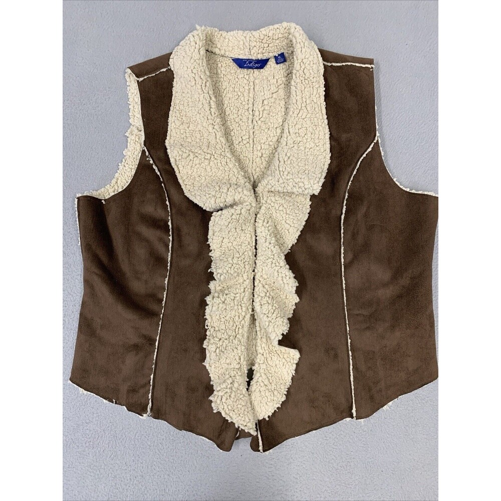Great Northwest Indigo Vest Women’s‎ Size X-Large Brown Faux Fur/Leather